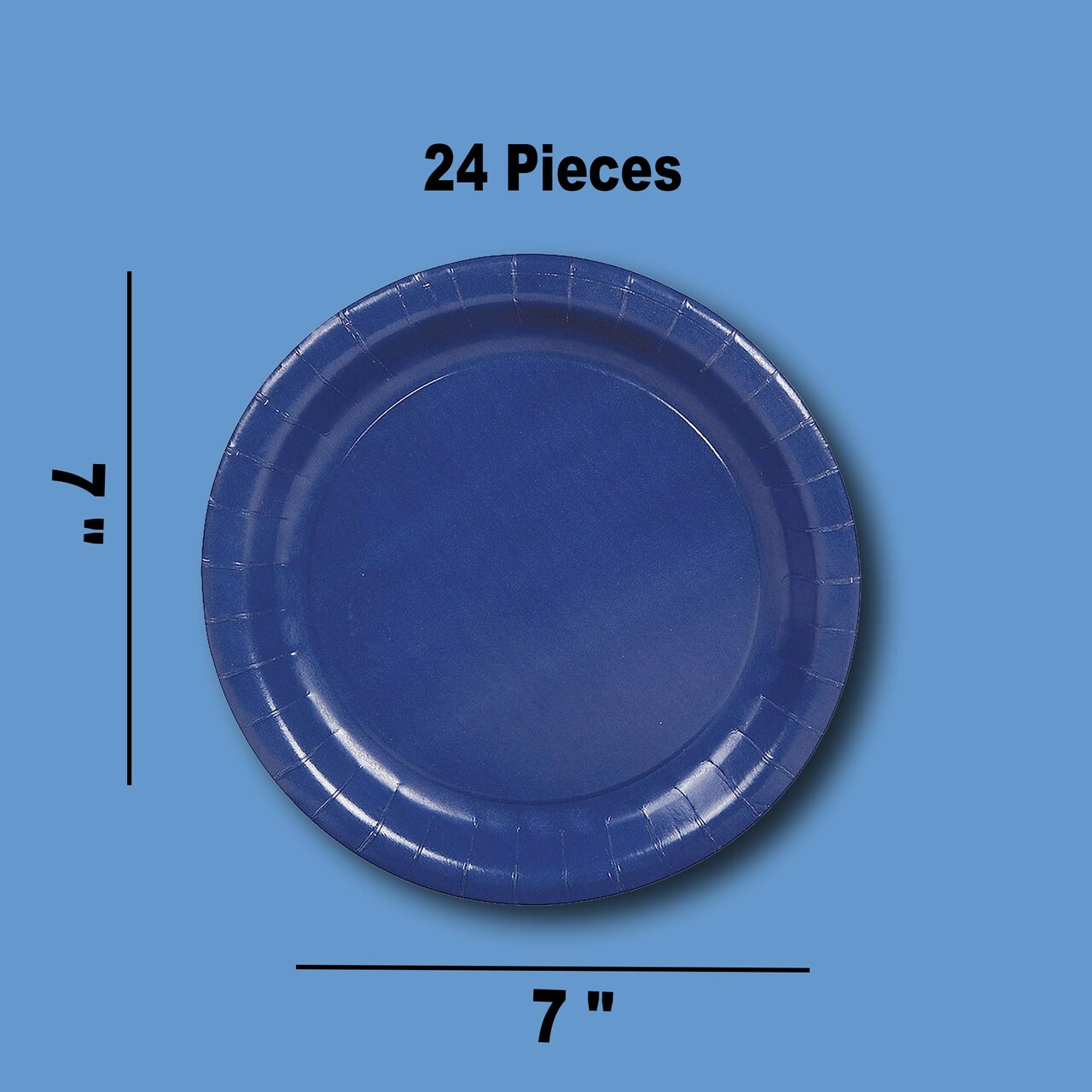 24 Count Navy Color Round Paper Dessert Plates for Graduation Events 7"